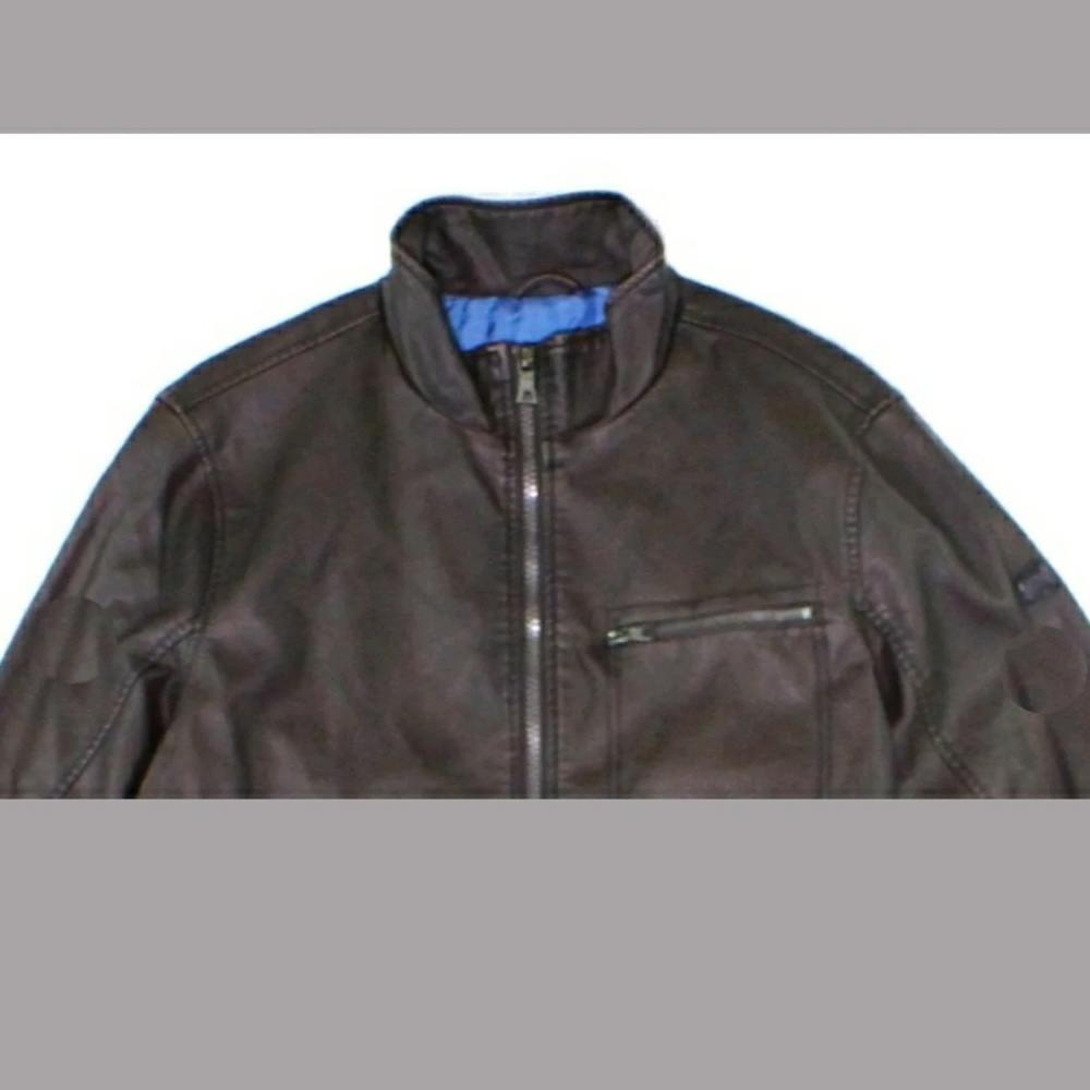 NWT Inc. Mens brown motorcycle style jacket big & tall Moto Leather Bomber - Picture 4 of 14